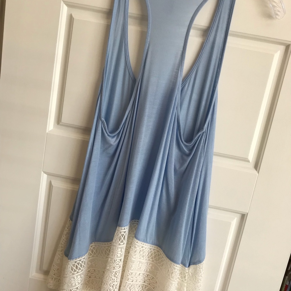 Periwinkle Blue Racer Back Lace Tank Medium - Picture 4 of 4